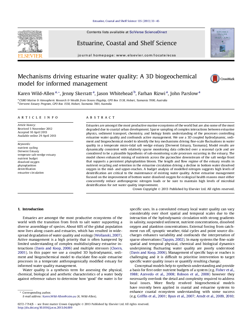 Mechanisms driving estuarine water quality: A 3D biogeochemical model for informed management