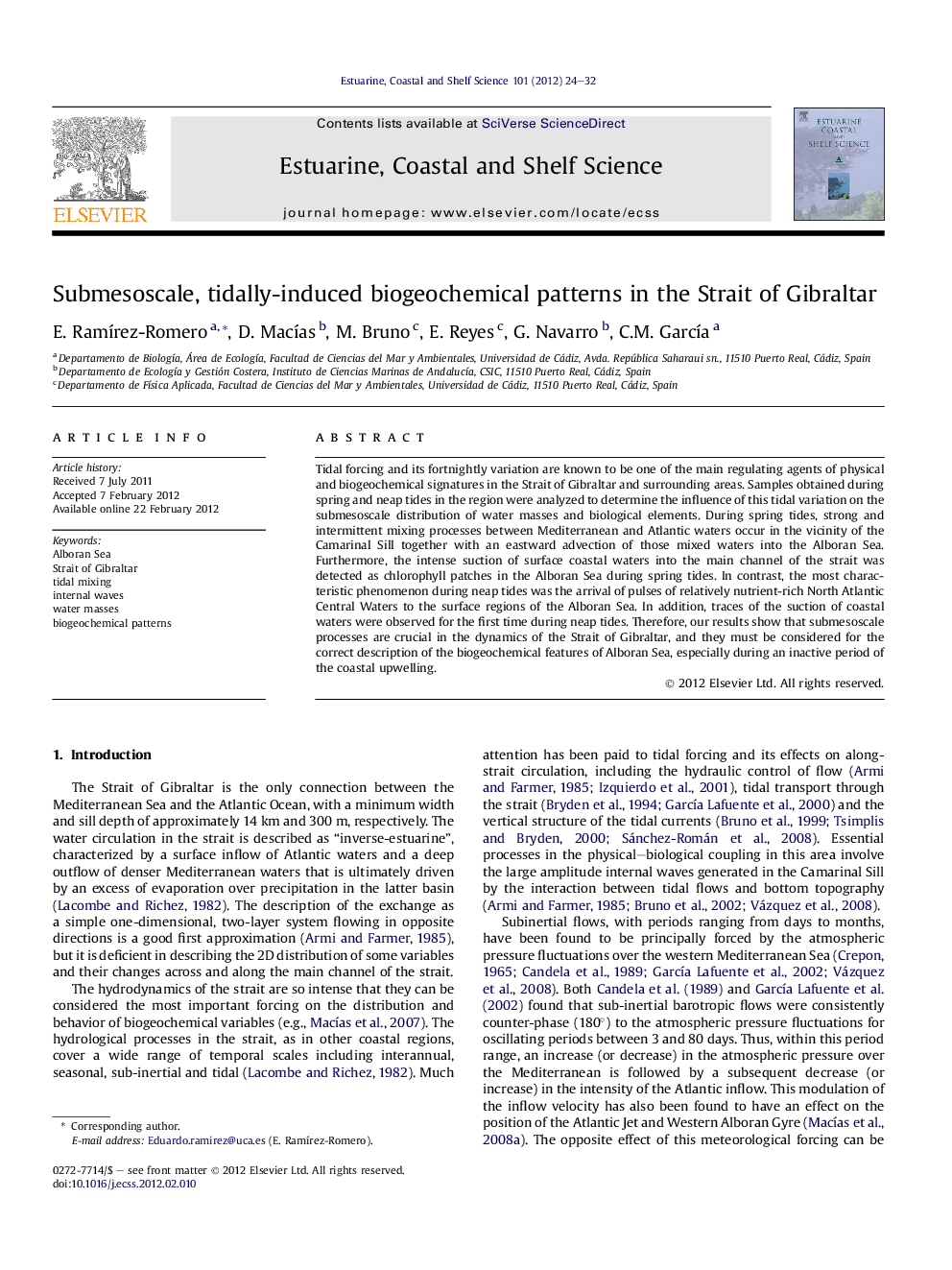 Submesoscale, tidally-induced biogeochemical patterns in the Strait of Gibraltar