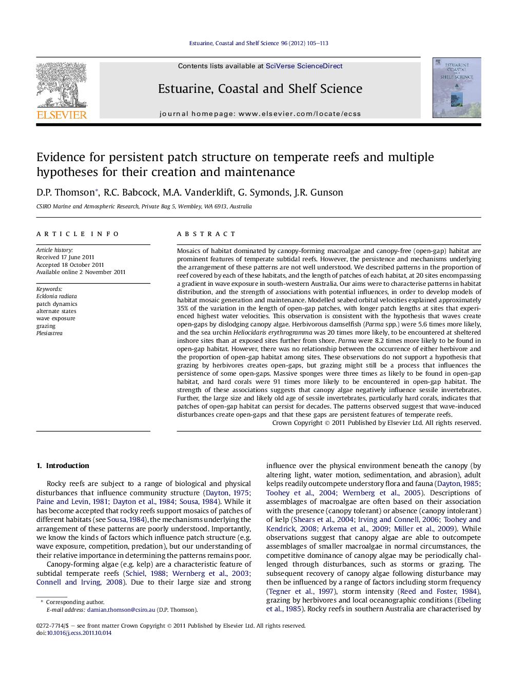 Evidence for persistent patch structure on temperate reefs and multiple hypotheses for their creation and maintenance