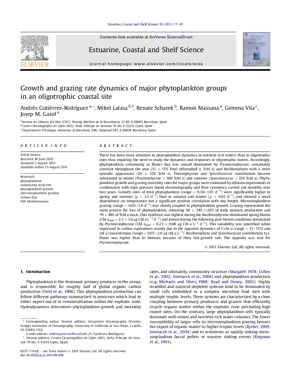 Growth and grazing rate dynamics of major phytoplankton groups in an oligotrophic coastal site