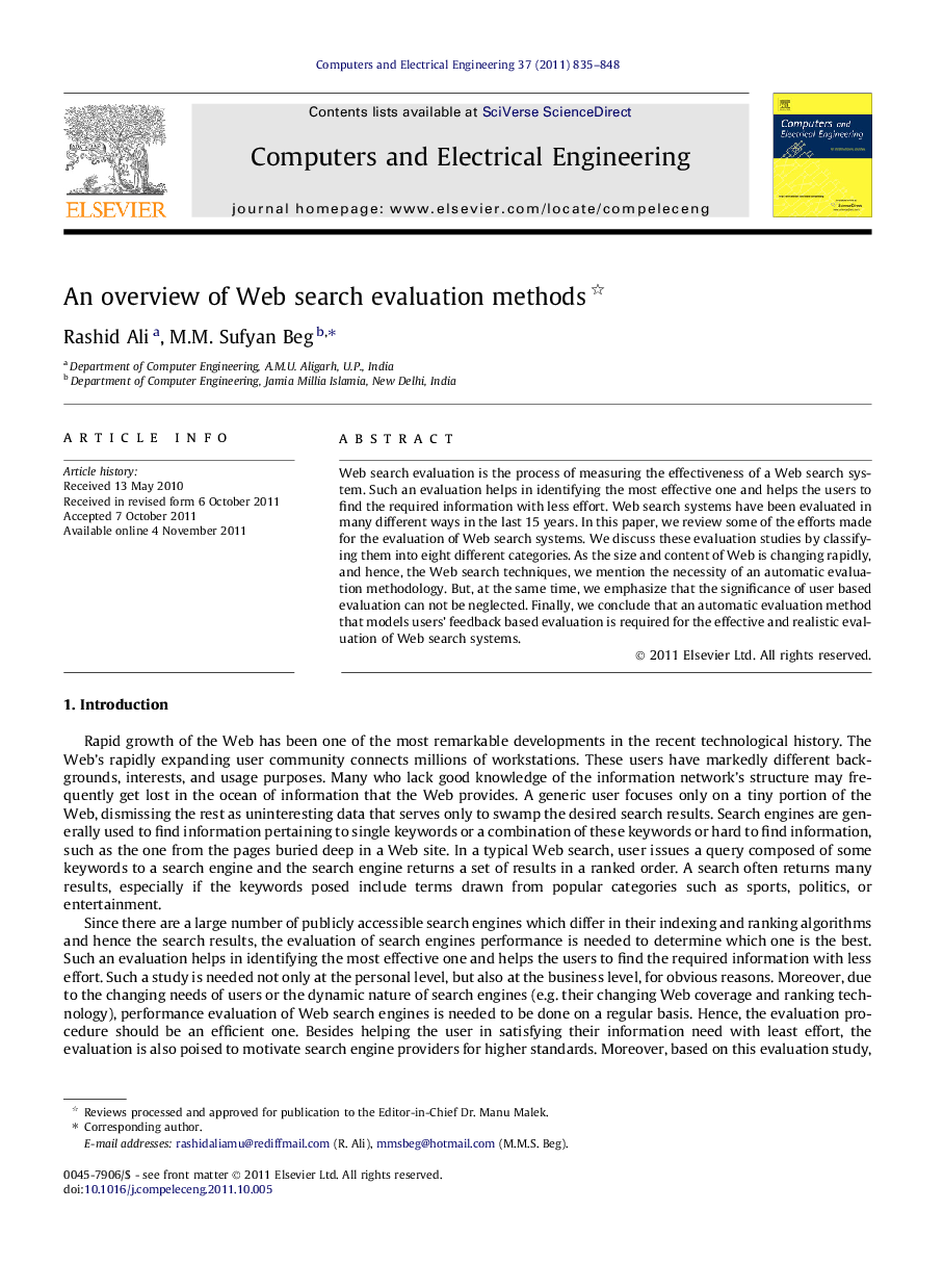 An overview of Web search evaluation methods 