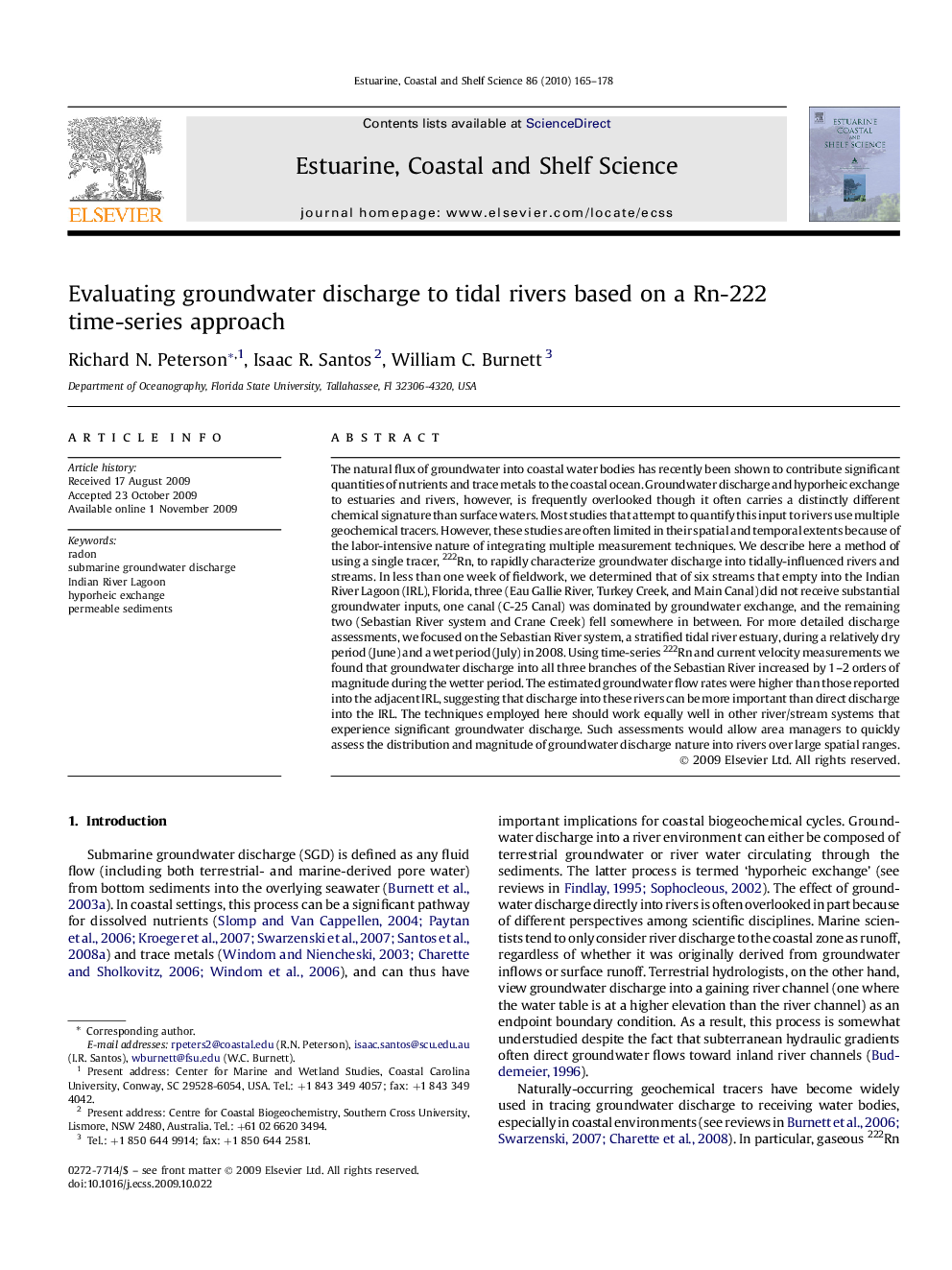 Evaluating groundwater discharge to tidal rivers based on a Rn-222 time-series approach