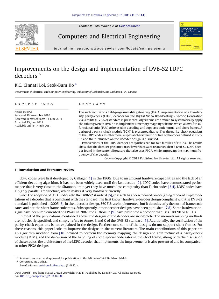 Improvements on the design and implementation of DVB-S2 LDPC decoders 