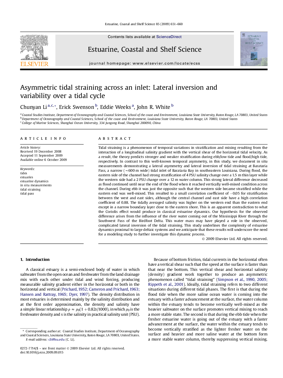 Asymmetric tidal straining across an inlet: Lateral inversion and variability over a tidal cycle