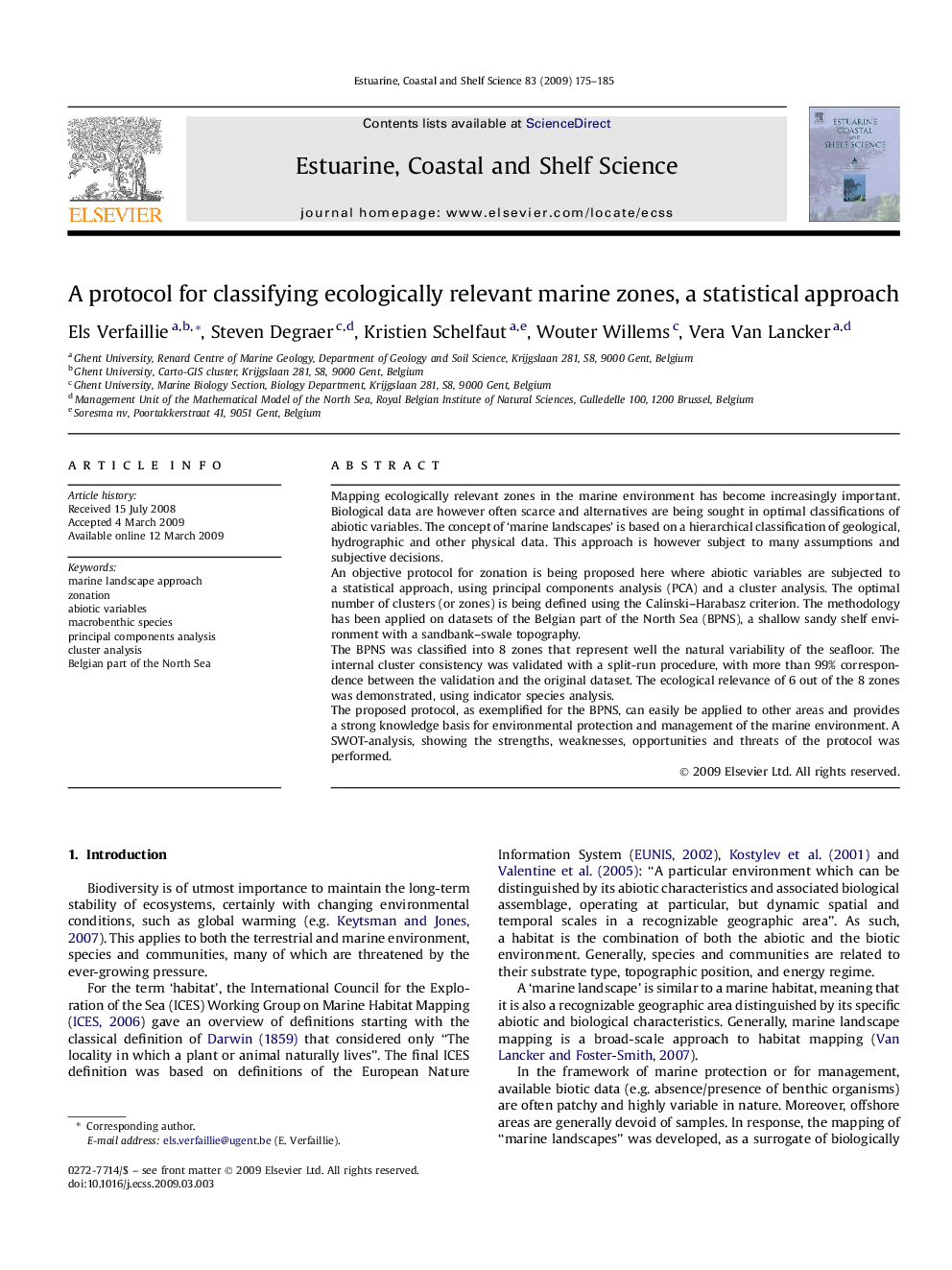 A protocol for classifying ecologically relevant marine zones, a statistical approach