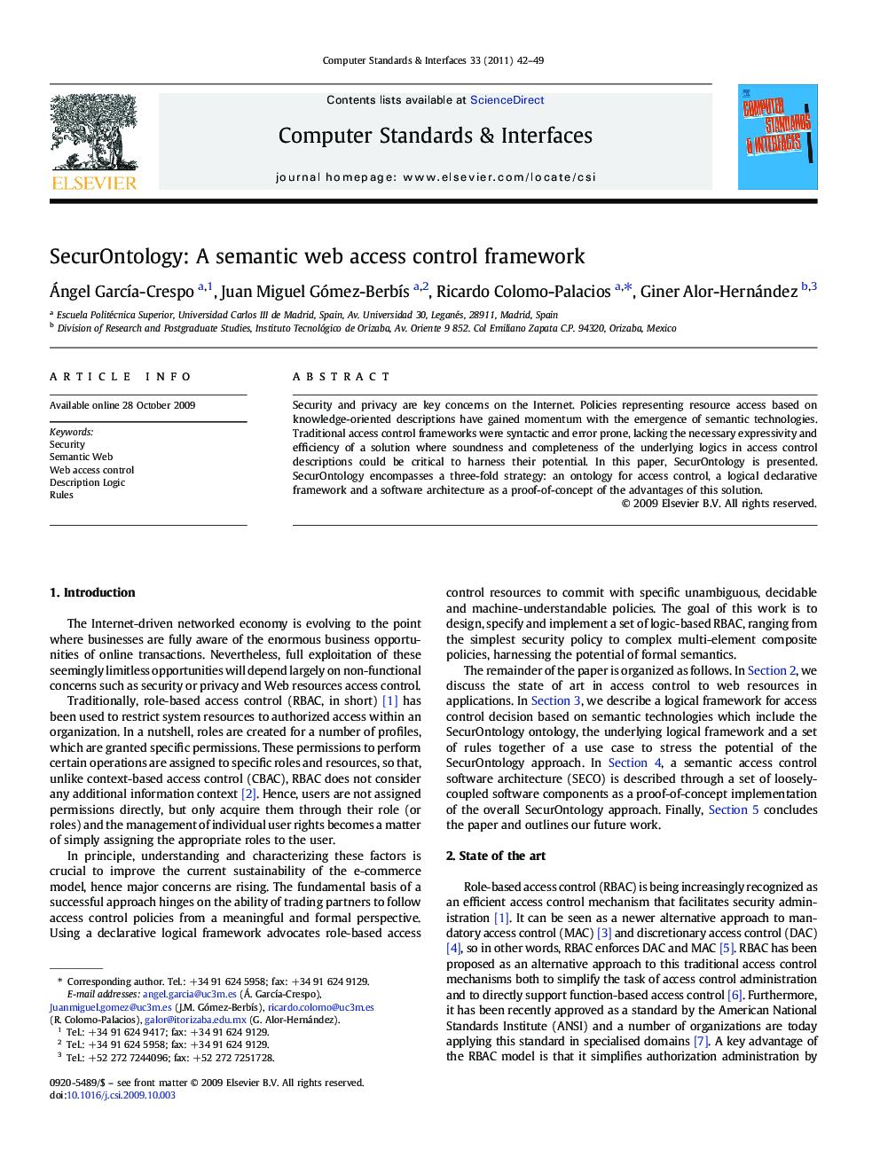 SecurOntology: A semantic web access control framework