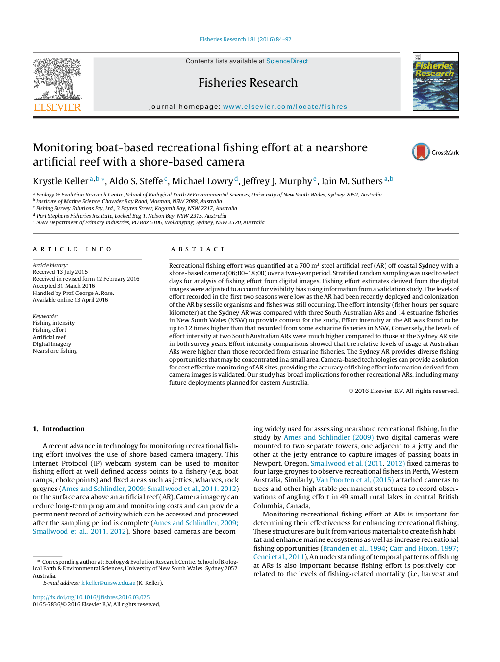 Monitoring boat-based recreational fishing effort at a nearshore artificial reef with a shore-based camera