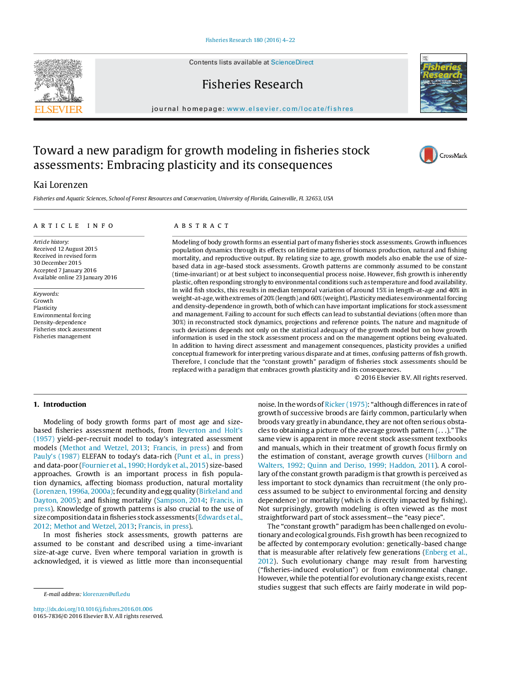 Toward a new paradigm for growth modeling in fisheries stock assessments: Embracing plasticity and its consequences