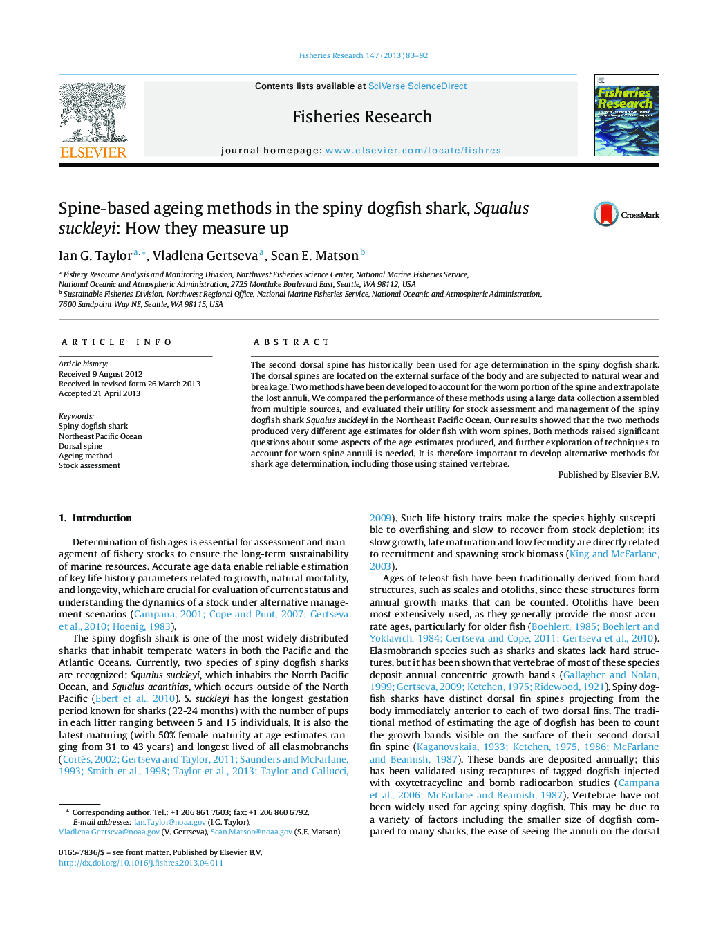 Spine-based ageing methods in the spiny dogfish shark, Squalus suckleyi: How they measure up