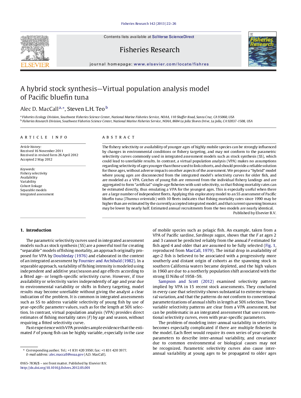 A hybrid stock synthesis—Virtual population analysis model of Pacific bluefin tuna