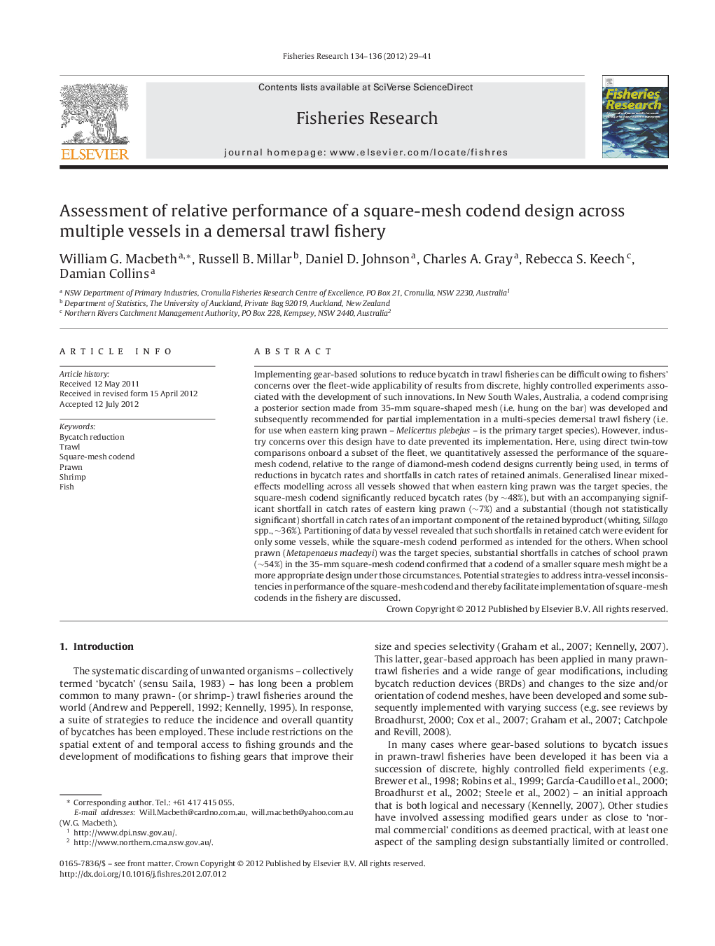 Assessment of relative performance of a square-mesh codend design across multiple vessels in a demersal trawl fishery