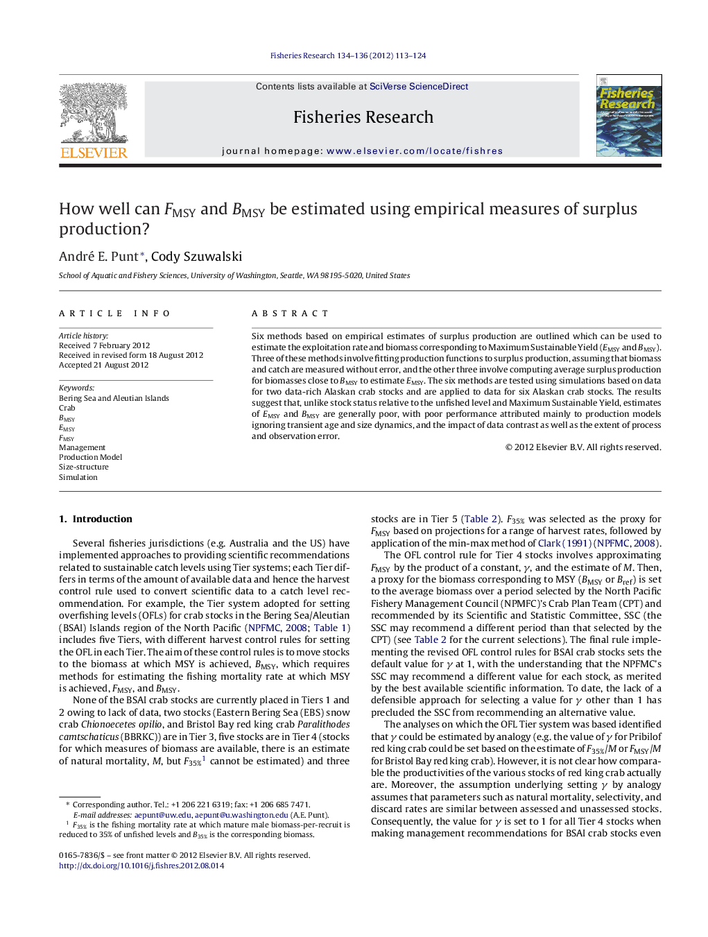 How well can FMSY and BMSY be estimated using empirical measures of surplus production?