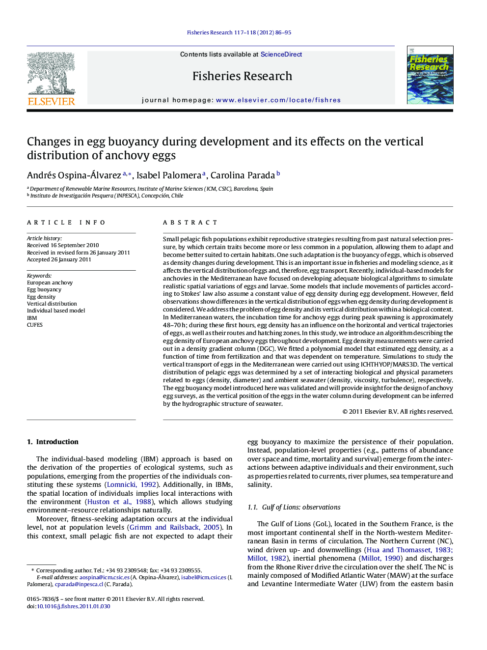 Changes in egg buoyancy during development and its effects on the vertical distribution of anchovy eggs