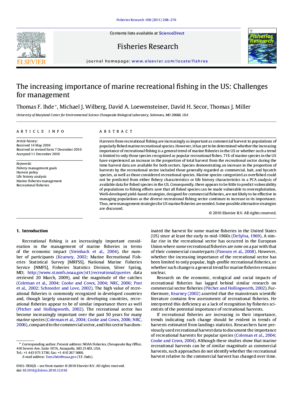 The increasing importance of marine recreational fishing in the US: Challenges for management