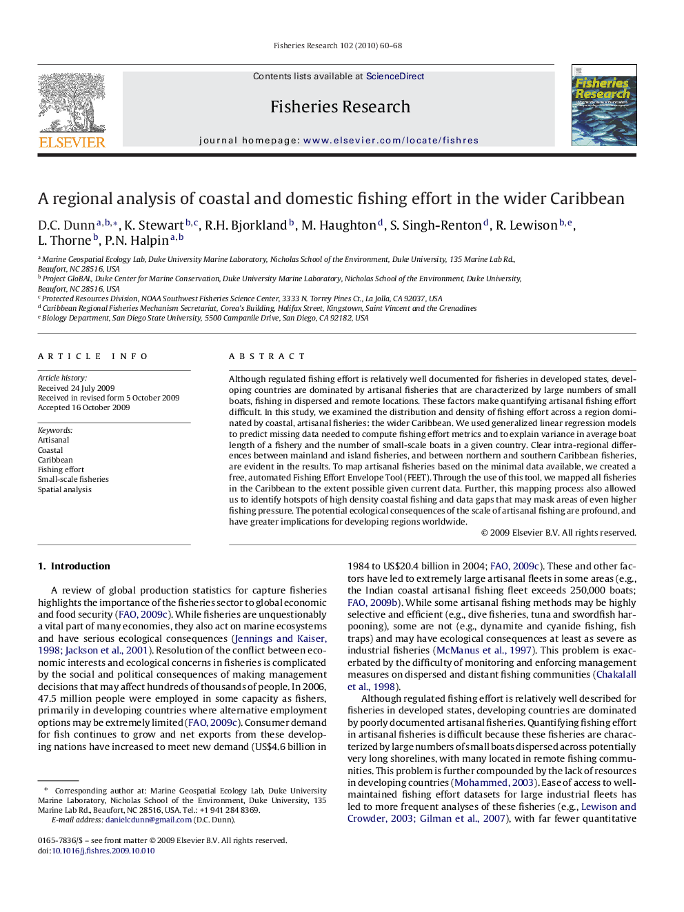 A regional analysis of coastal and domestic fishing effort in the wider Caribbean