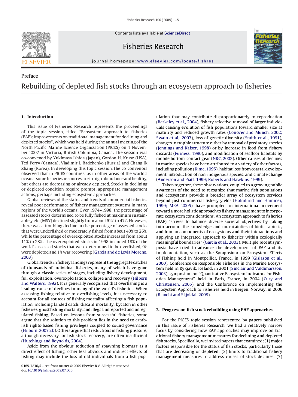 عکس صفحه اول مقاله: Rebuilding of depleted fish stocks through an ecosystem approach to fisheries Rebuilding of depleted fish stocks through an ecosystem approach to fisheries