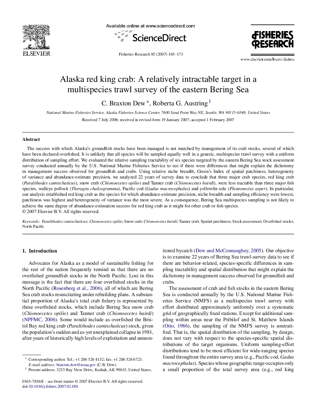 Alaska red king crab: A relatively intractable target in a multispecies trawl survey of the eastern Bering Sea