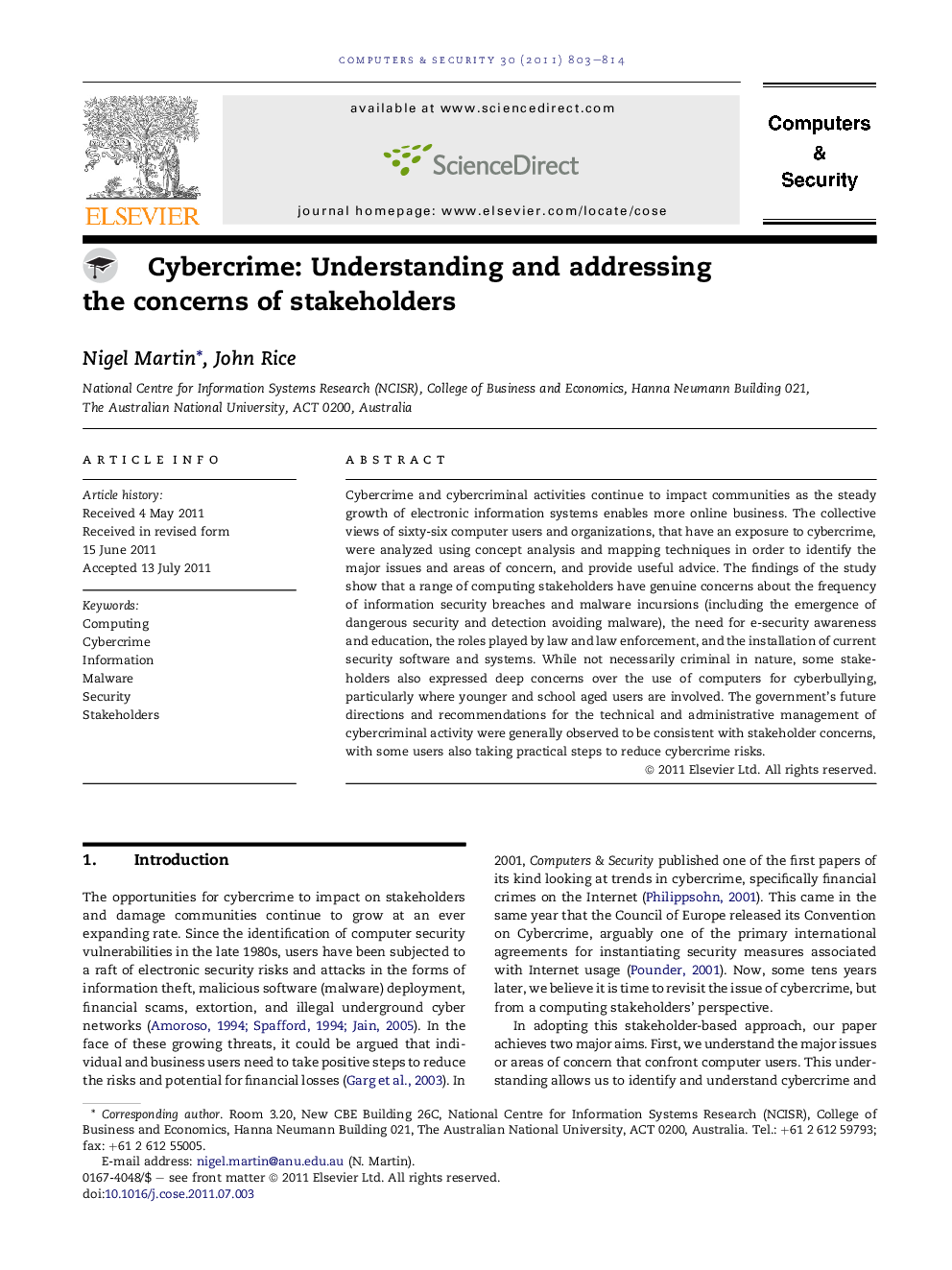 Cybercrime: Understanding and addressing the concerns of stakeholders