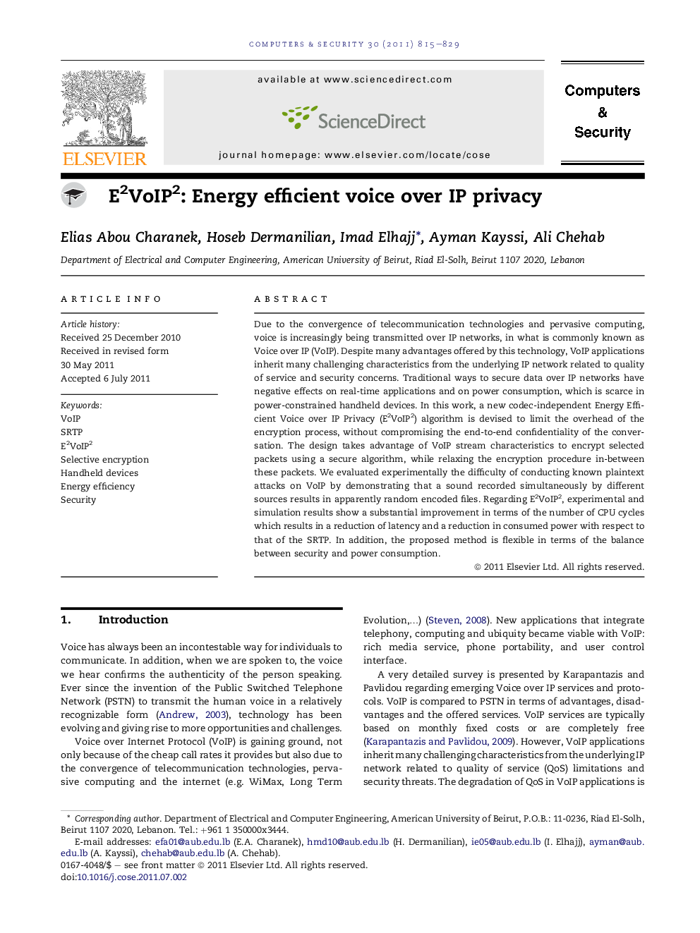 E2VoIP2: Energy efficient voice over IP privacy