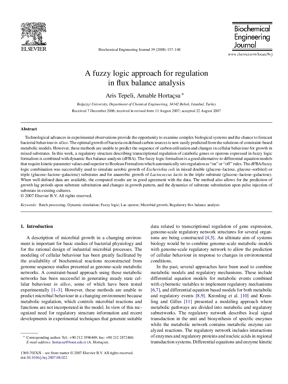 عکس صفحه اول مقاله: A fuzzy logic approach for regulation in flux balance analysis A fuzzy logic approach for regulation in flux balance analysis