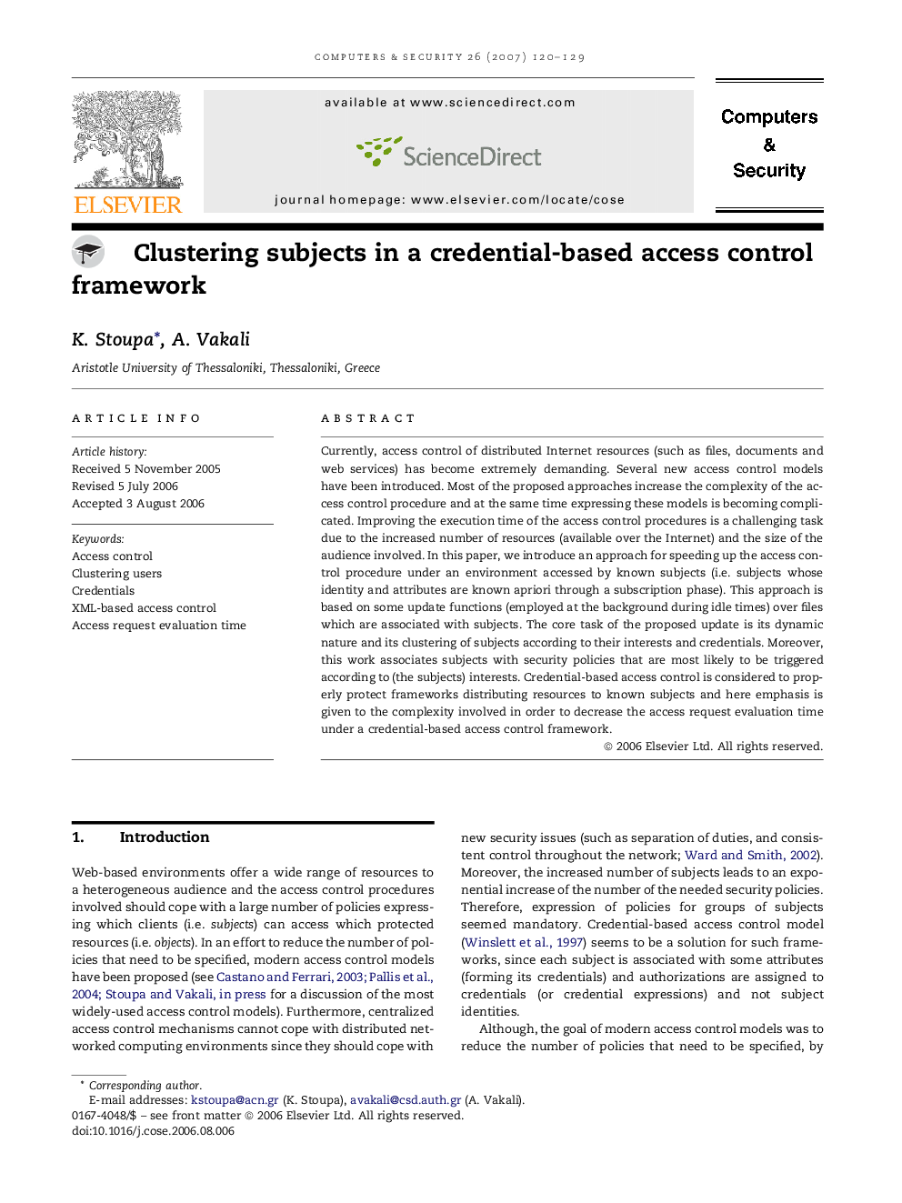 Clustering subjects in a credential-based access control framework