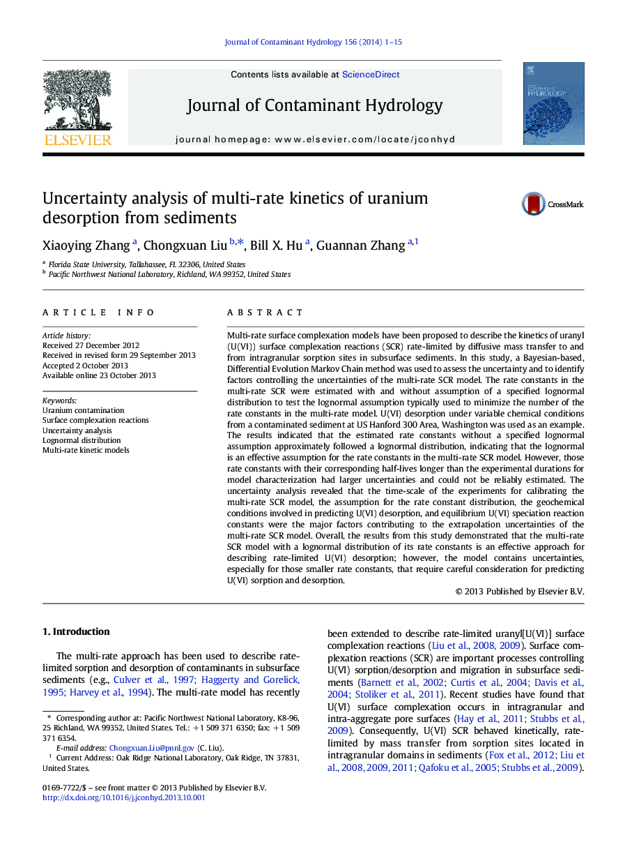 Uncertainty analysis of multi-rate kinetics of uranium desorption from sediments