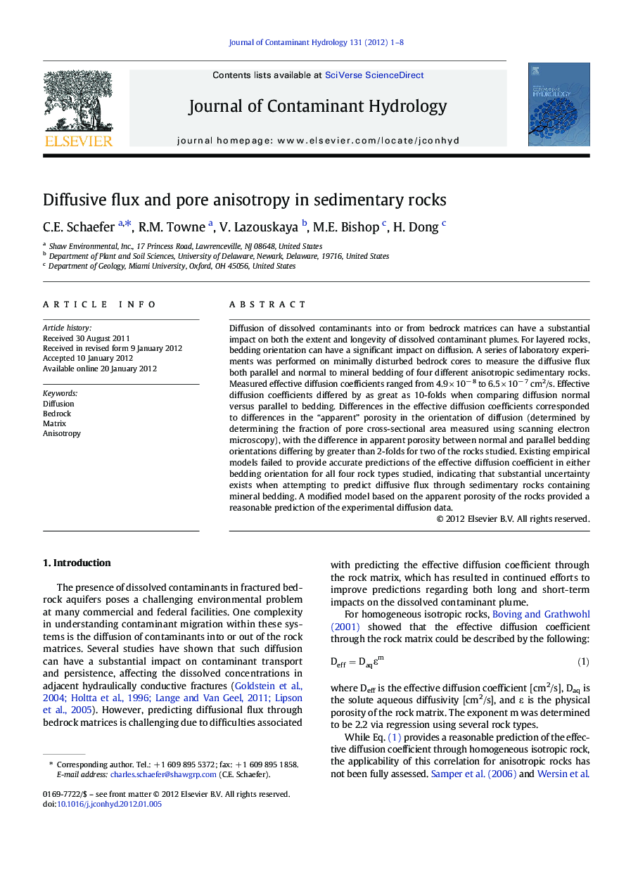 Diffusive flux and pore anisotropy in sedimentary rocks