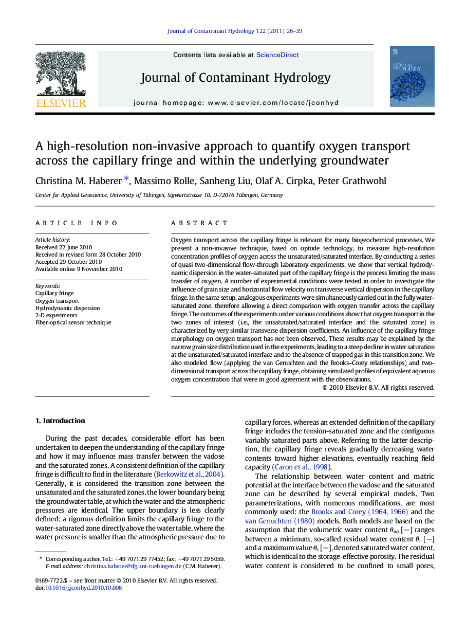 A high-resolution non-invasive approach to quantify oxygen transport across the capillary fringe and within the underlying groundwater