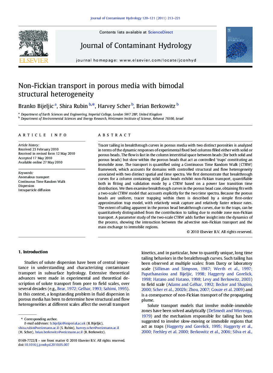 Non-Fickian transport in porous media with bimodal structural heterogeneity