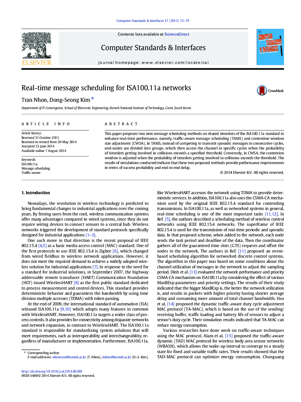 Real-time message scheduling for ISA100.11a networks