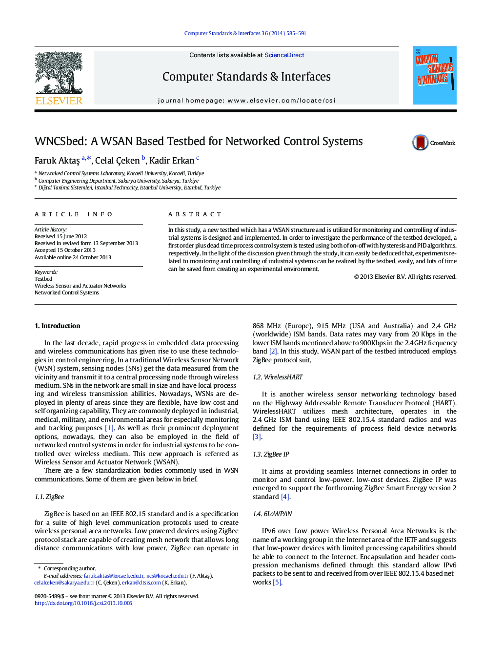 WNCSbed: A WSAN Based Testbed for Networked Control Systems