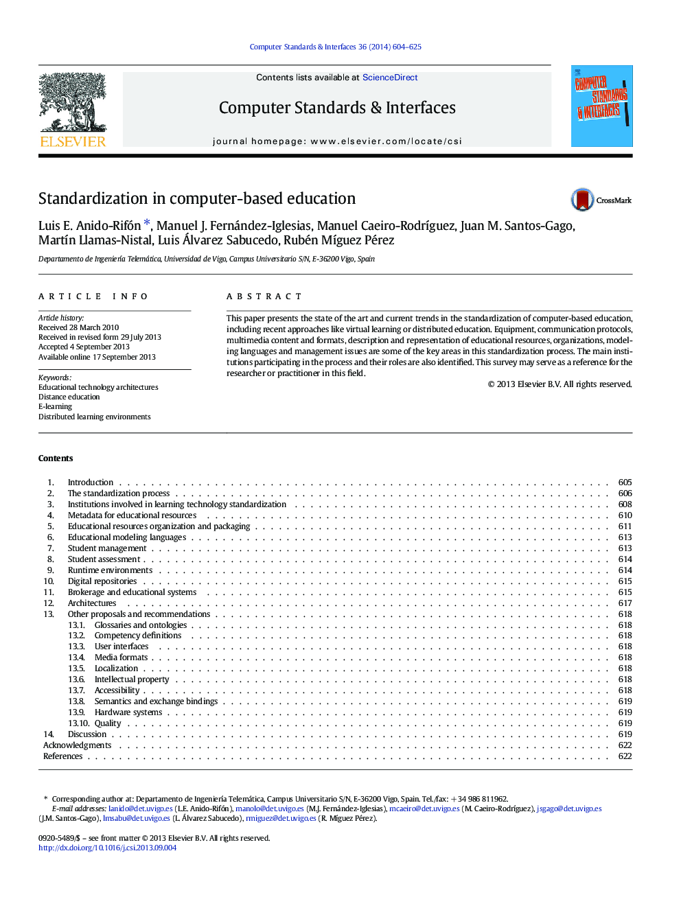 Standardization in computer-based education