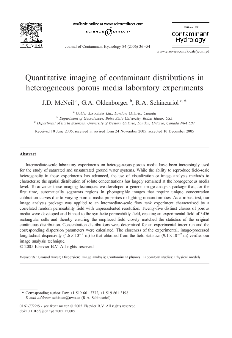 Quantitative imaging of contaminant distributions in heterogeneous porous media laboratory experiments