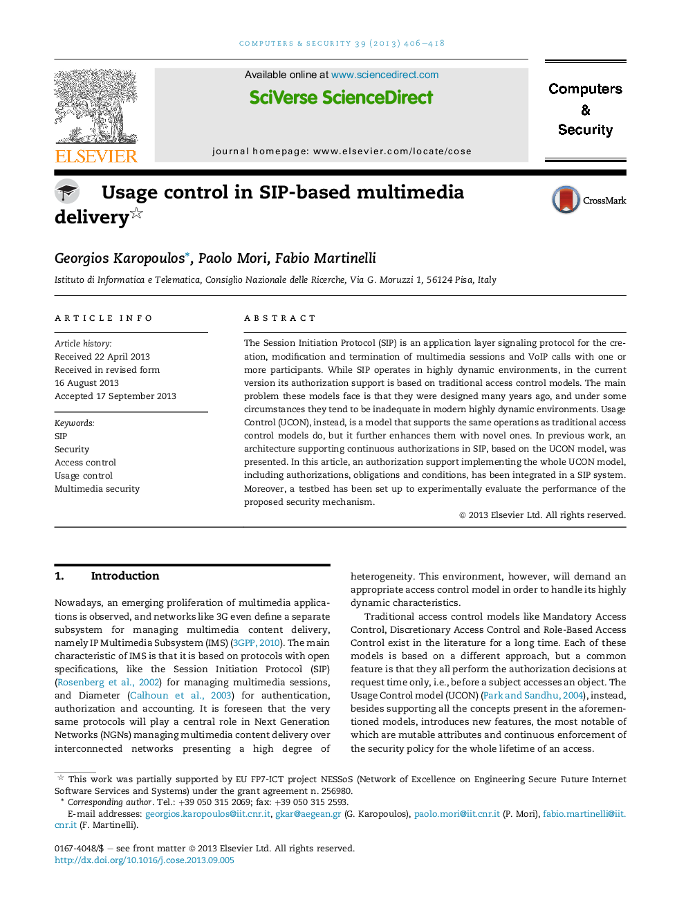 Usage control in SIP-based multimedia delivery 