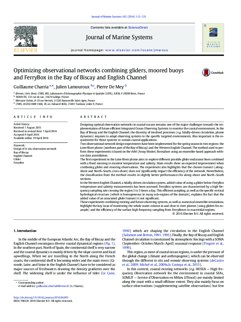 Optimizing observational networks combining gliders, moored buoys and FerryBox in the Bay of Biscay and English Channel