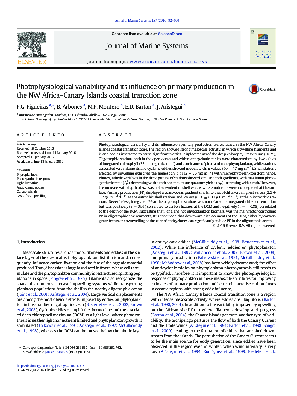 Photophysiological variability and its influence on primary production in the NW Africa–Canary Islands coastal transition zone