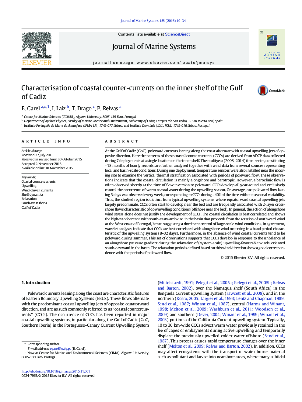 Characterisation of coastal counter-currents on the inner shelf of the Gulf of Cadiz