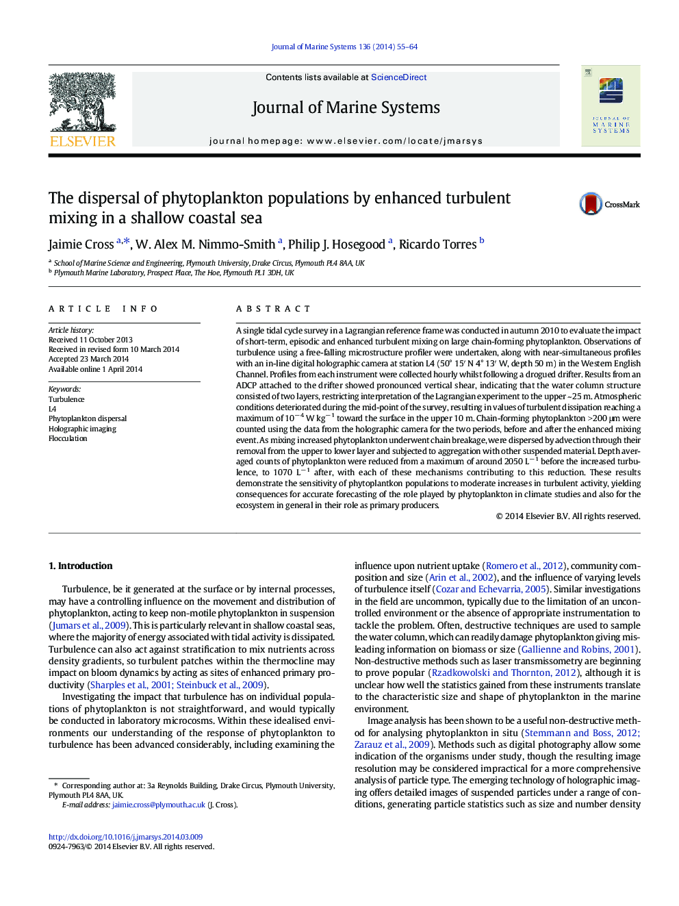 The dispersal of phytoplankton populations by enhanced turbulent mixing in a shallow coastal sea