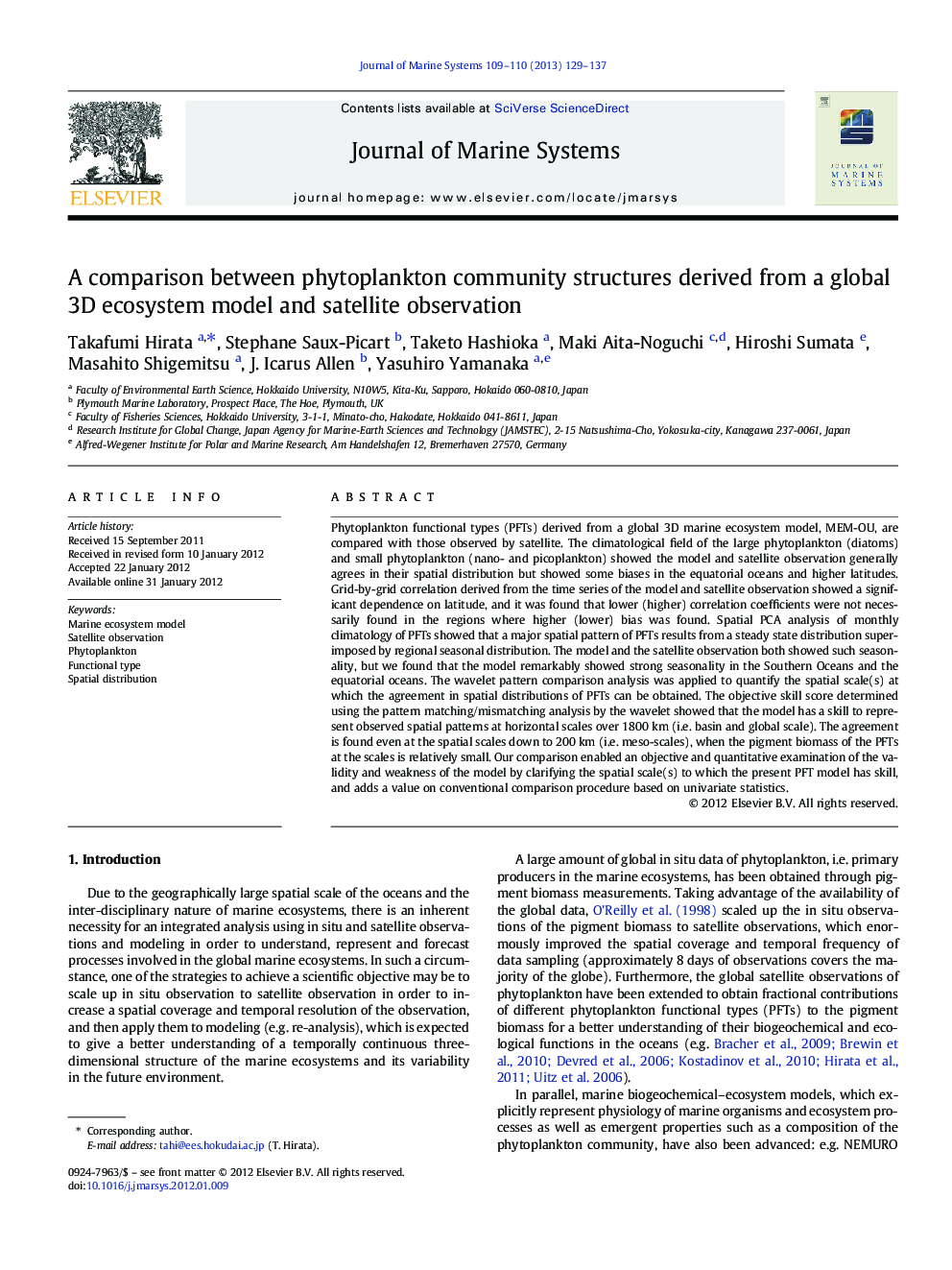 A comparison between phytoplankton community structures derived from a global 3D ecosystem model and satellite observation