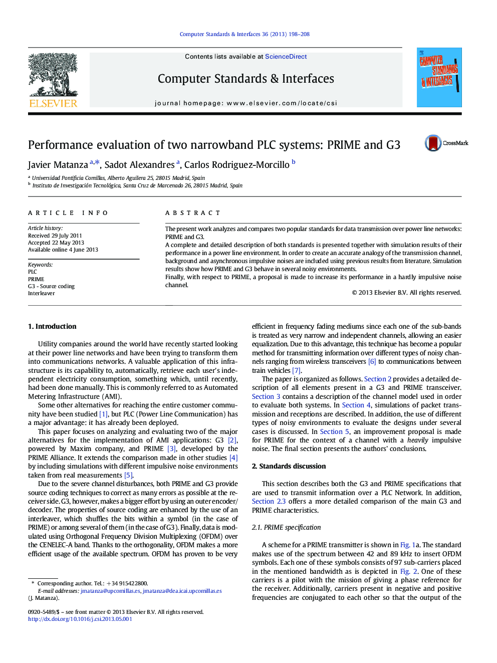 Performance evaluation of two narrowband PLC systems: PRIME and G3