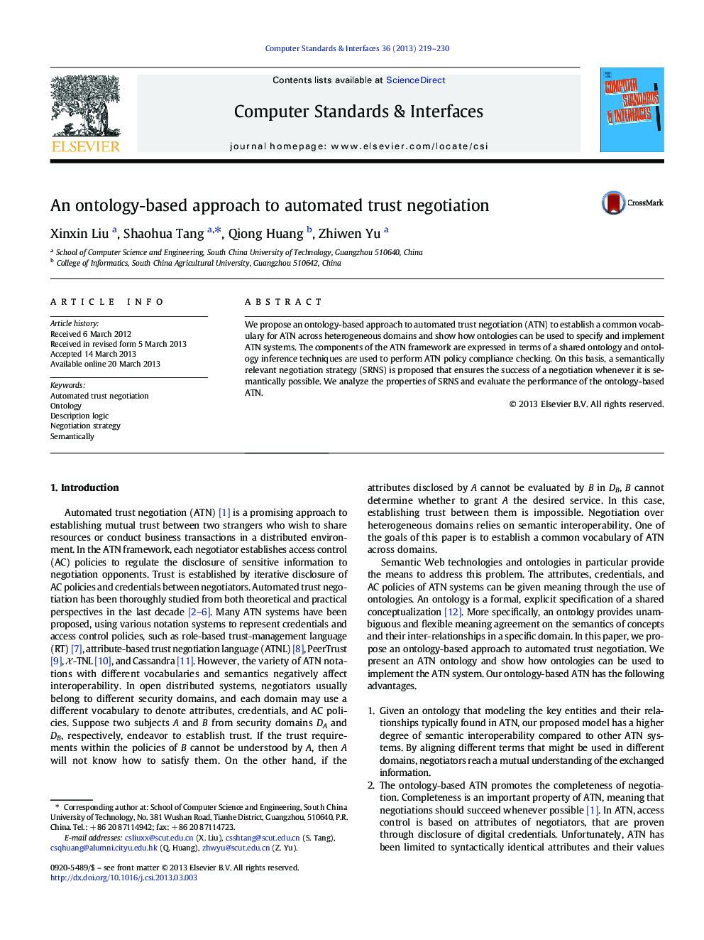 An ontology-based approach to automated trust negotiation