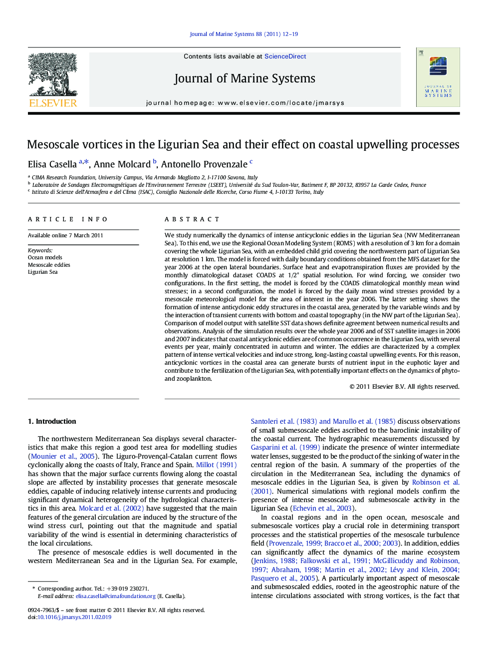 Mesoscale vortices in the Ligurian Sea and their effect on coastal upwelling processes