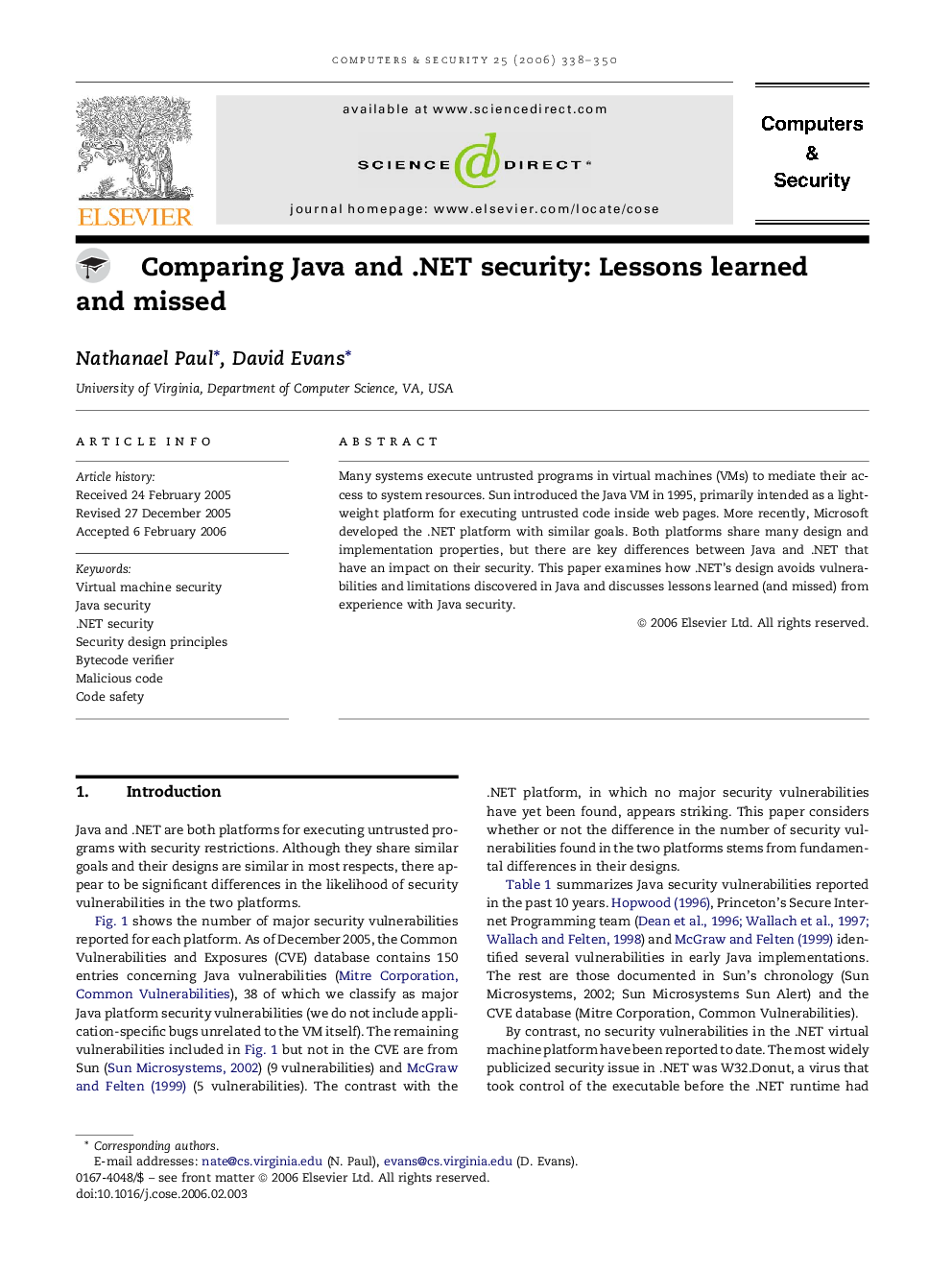 Comparing Java and .NET security: Lessons learned and missed