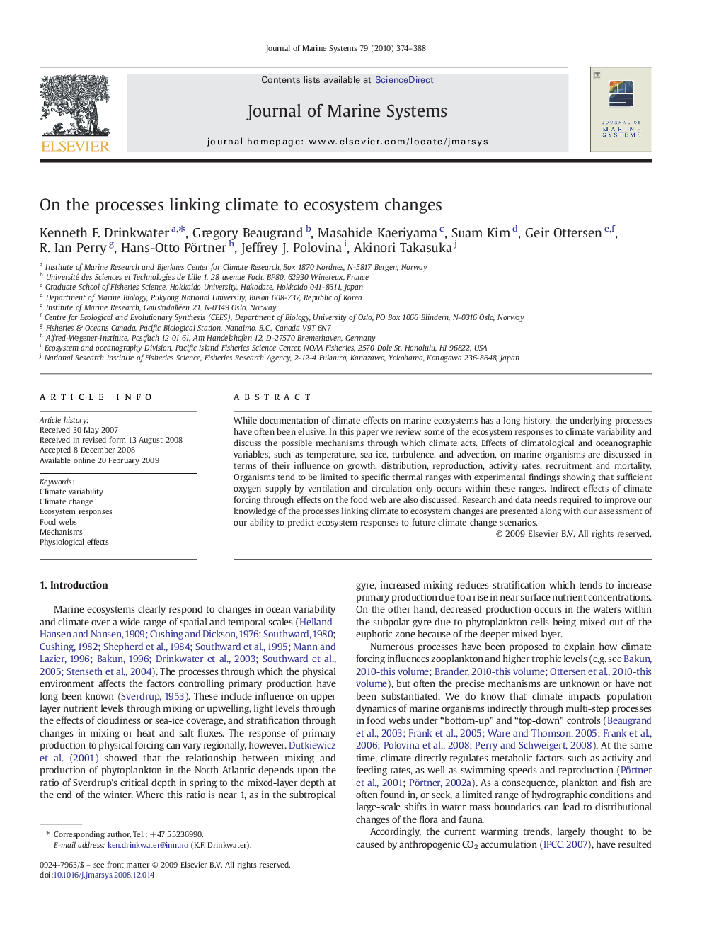 On the processes linking climate to ecosystem changes