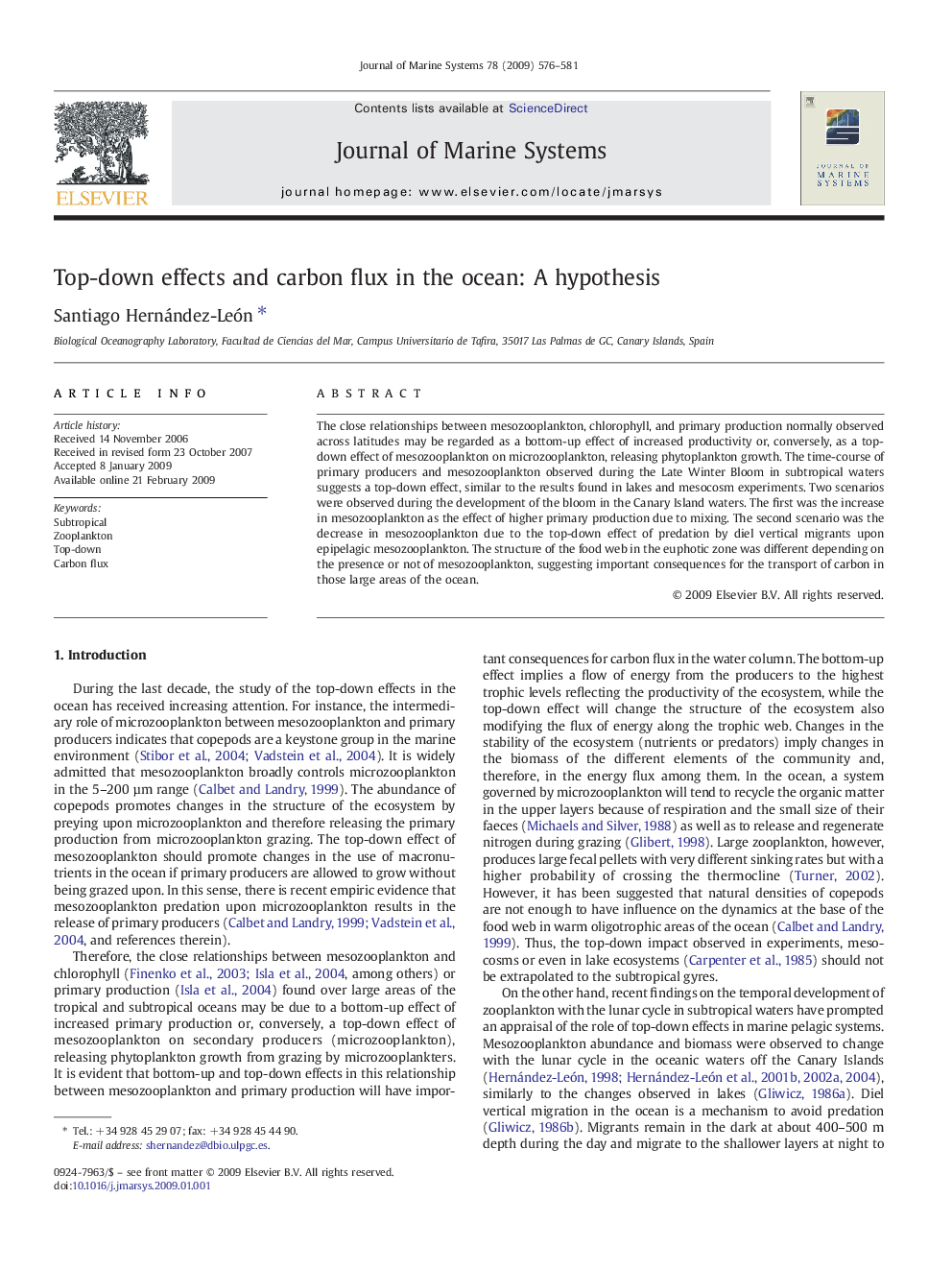 Top-down effects and carbon flux in the ocean: A hypothesis