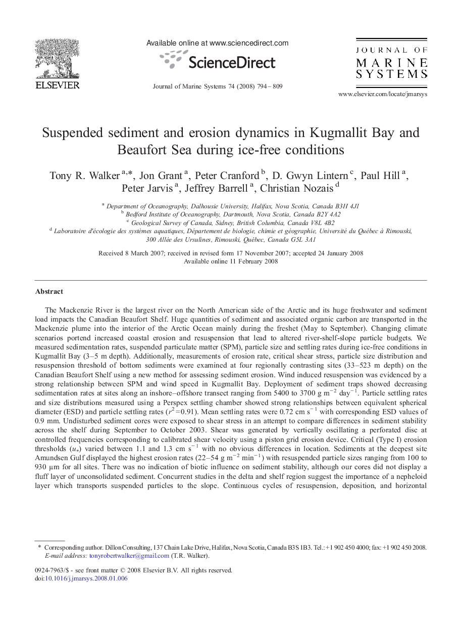 Suspended sediment and erosion dynamics in Kugmallit Bay and Beaufort Sea during ice-free conditions