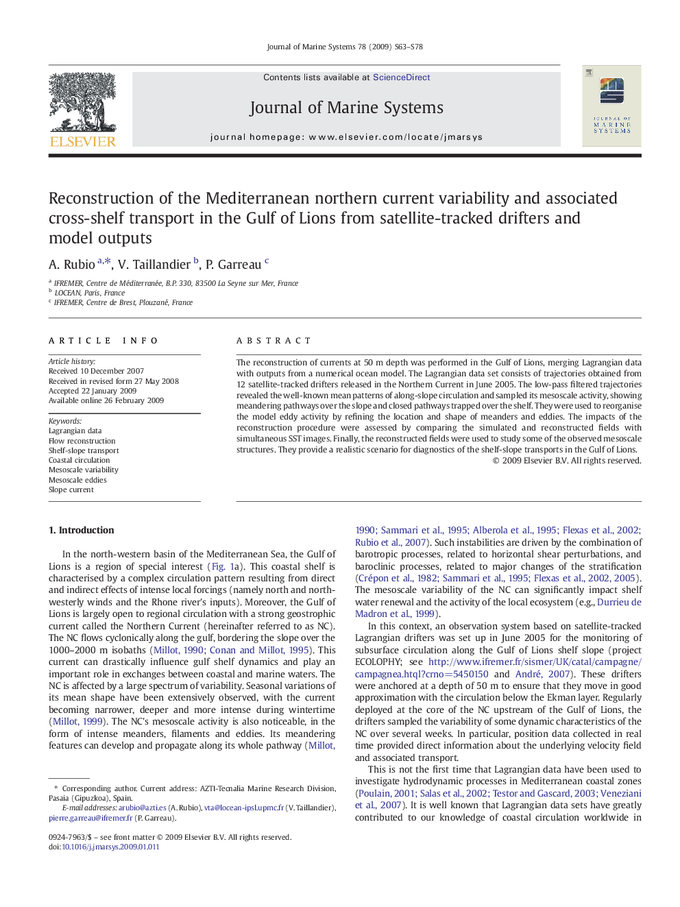 Reconstruction of the Mediterranean northern current variability and associated cross-shelf transport in the Gulf of Lions from satellite-tracked drifters and model outputs