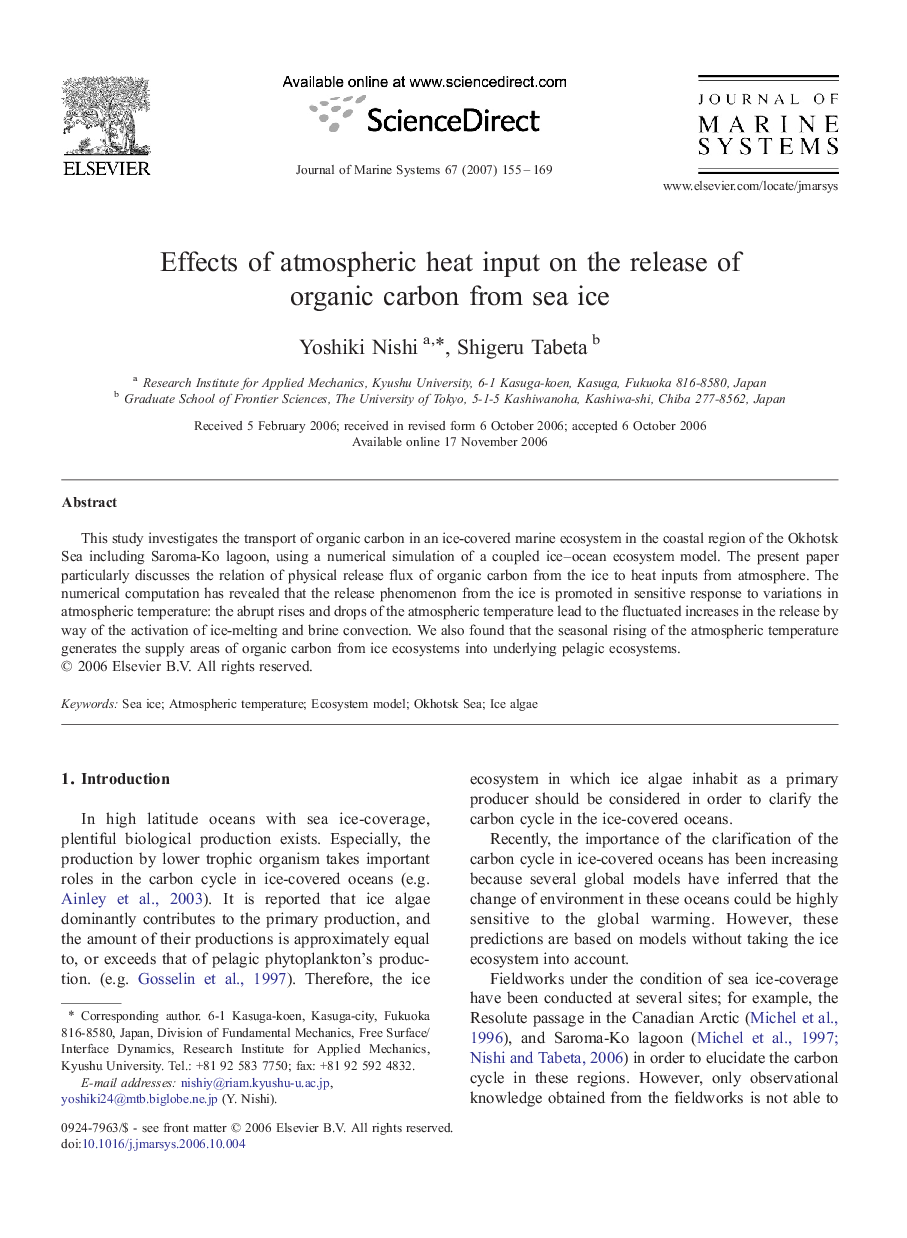 Effects of atmospheric heat input on the release of organic carbon from sea ice