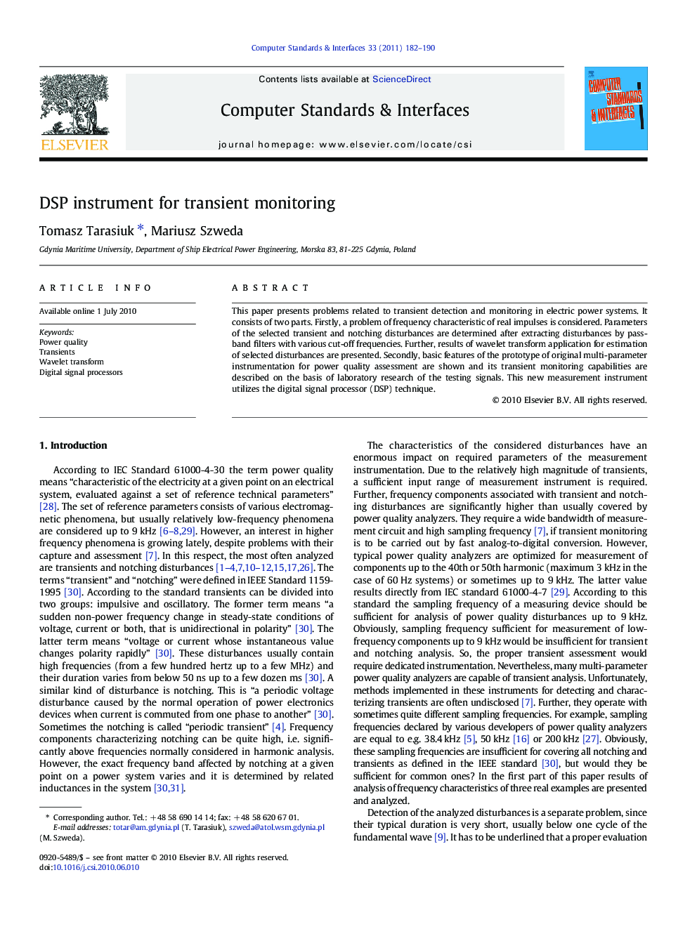 DSP instrument for transient monitoring