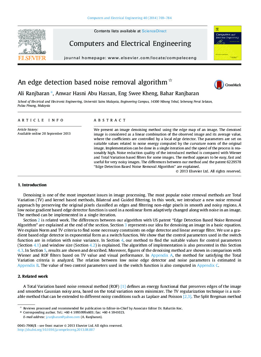 An edge detection based noise removal algorithm 